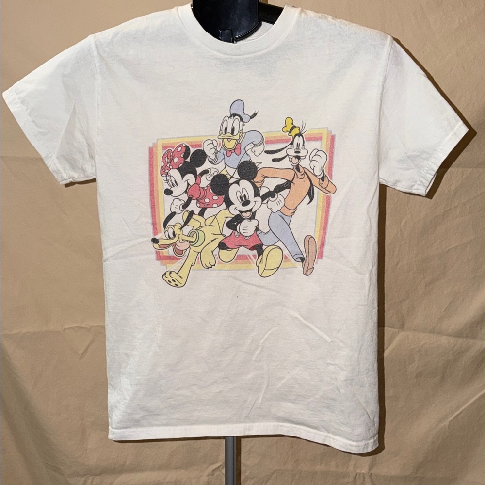 Gildan Disney White Tee with Iconic Cartoon Group